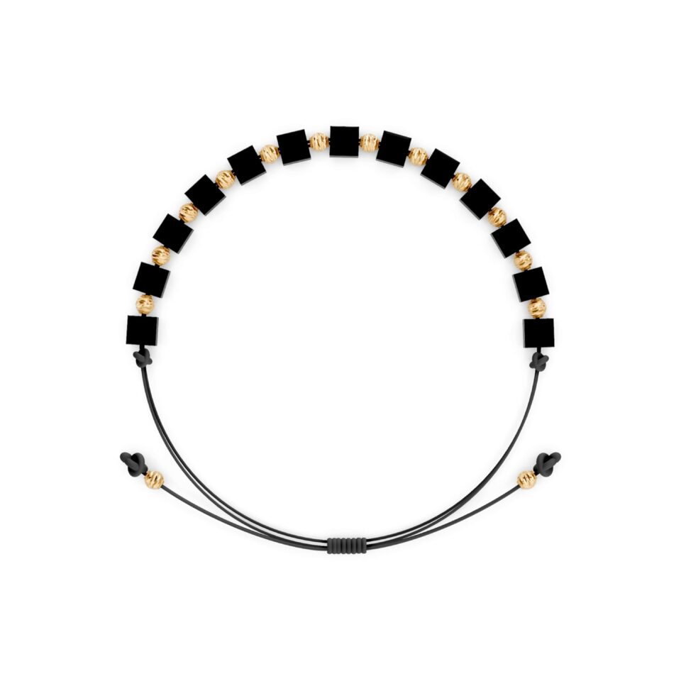 Schwarzes Fadenarmband mit Gold
