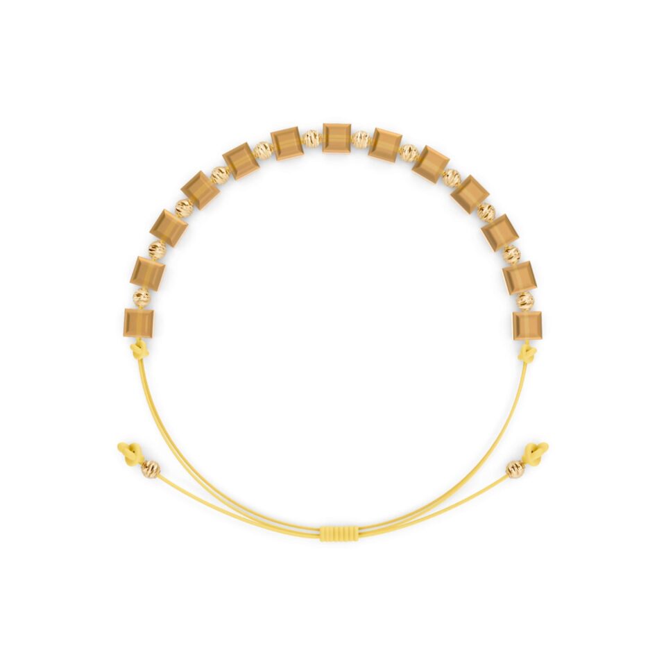 Transluzentes gelbes Fadenarmband mit Gold