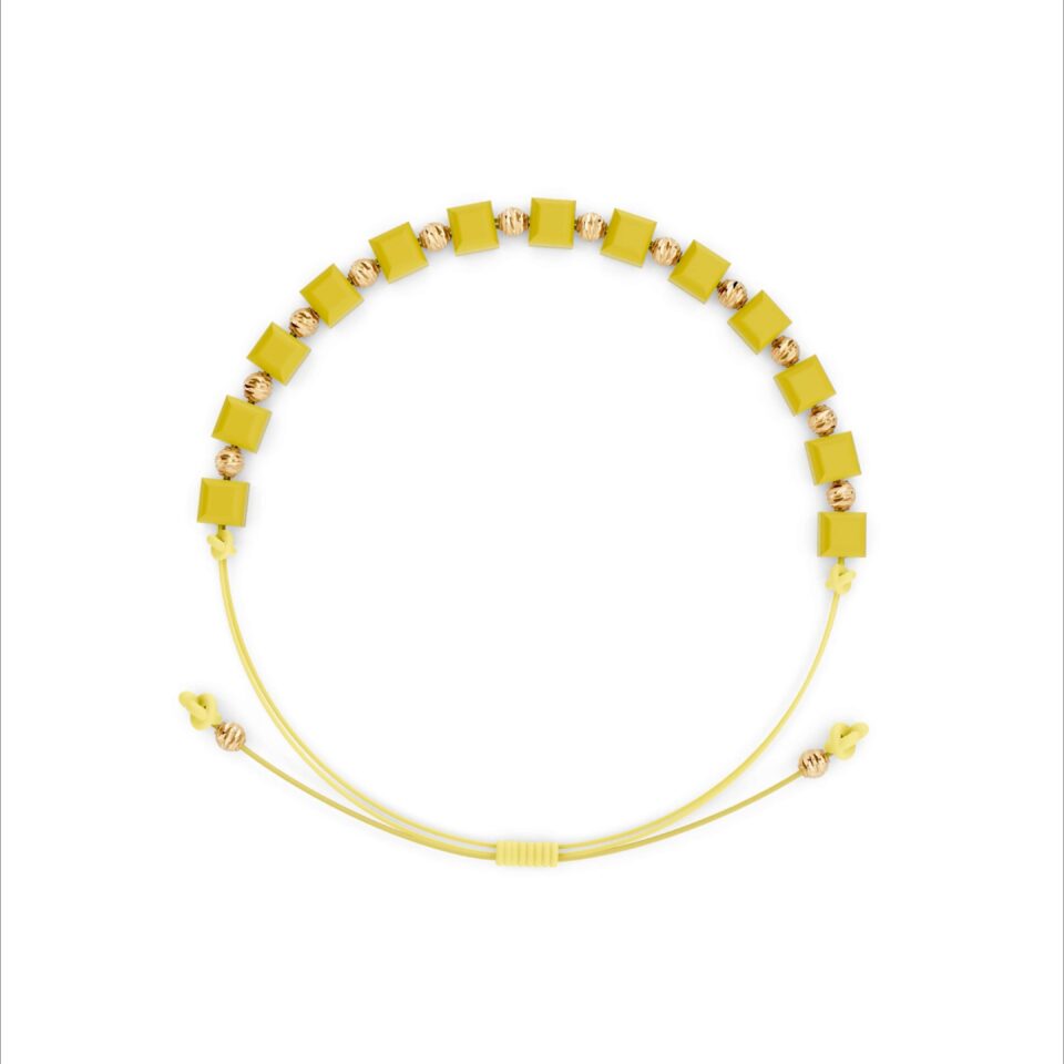 Gelbes Fadenarmband mit Gold