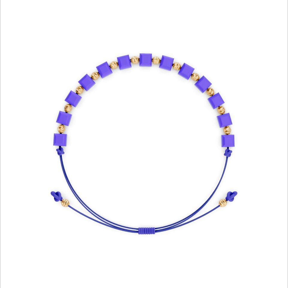 Lila Fadenarmband mit Gold