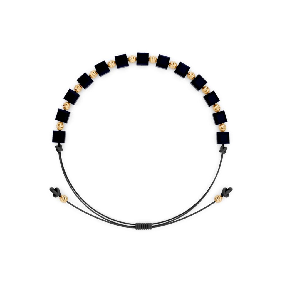 Dunkelblaues Fadenarmband mit Gold