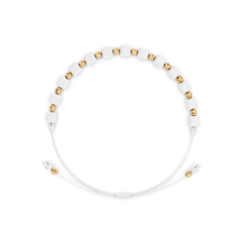 Weißes Fadenarmband mit Gold
