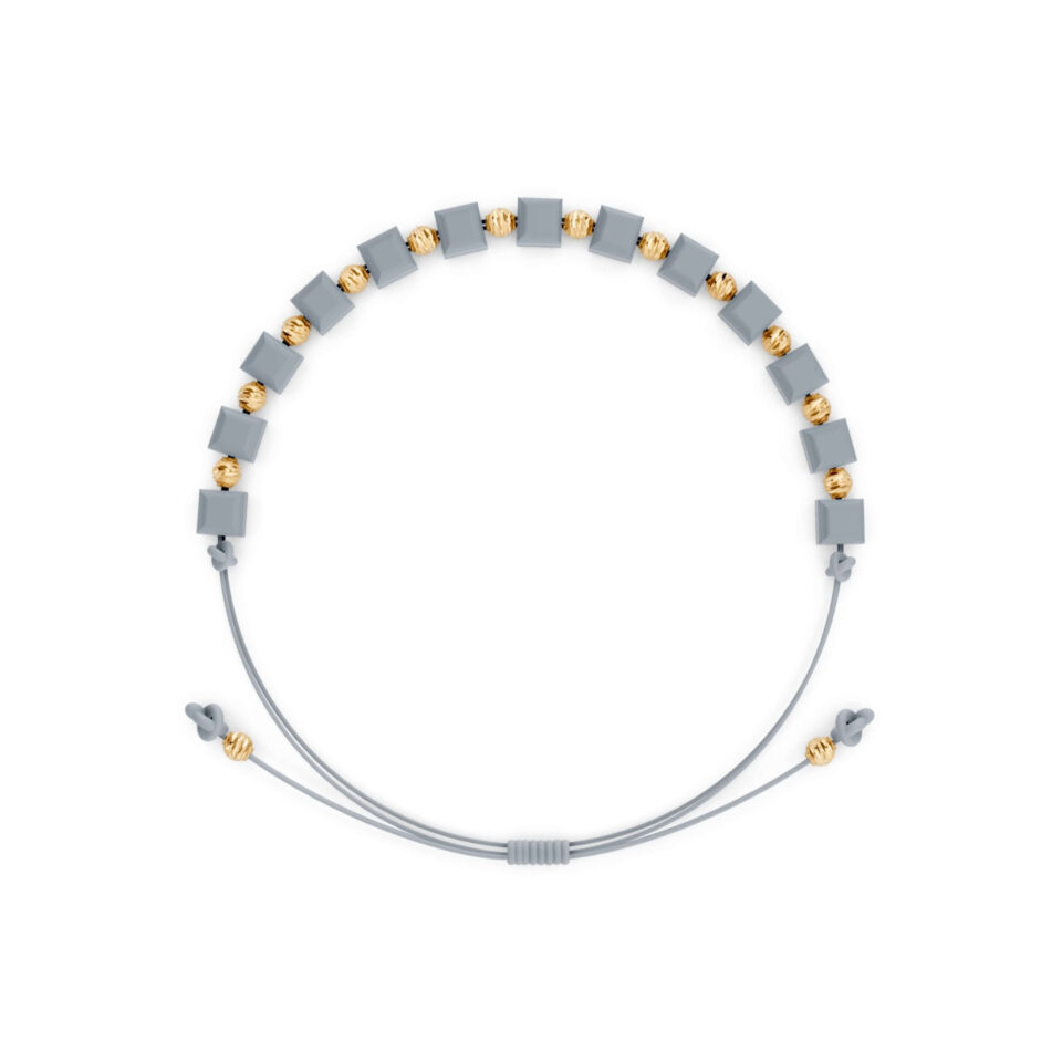 Graues Fadenarmband mit Gold